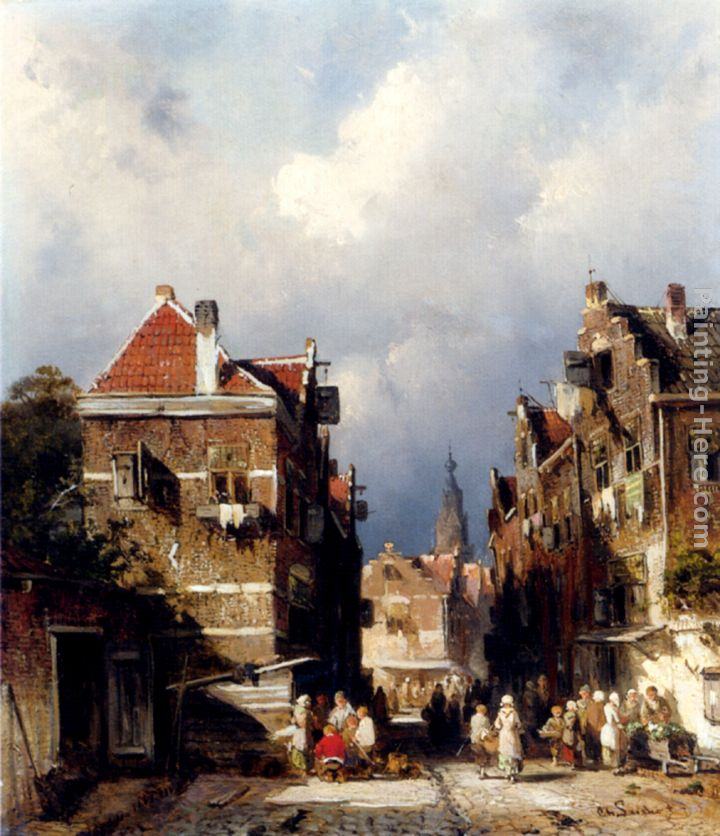 Charles Henri Joseph Leickert A Dutch Street Scene